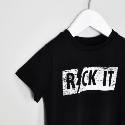 Mini boys black rock it T-shirt